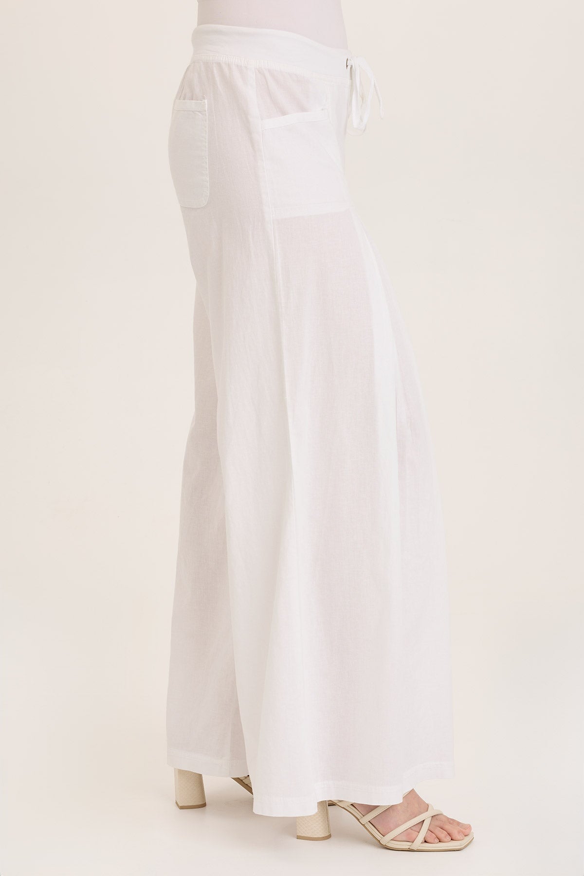 Zorba Women's Cotton Linen Wide Leg Pants - Soft Comfortable High Waisted Palazzo Trousers for Casual Wear, Yoga, and Summer Vacation