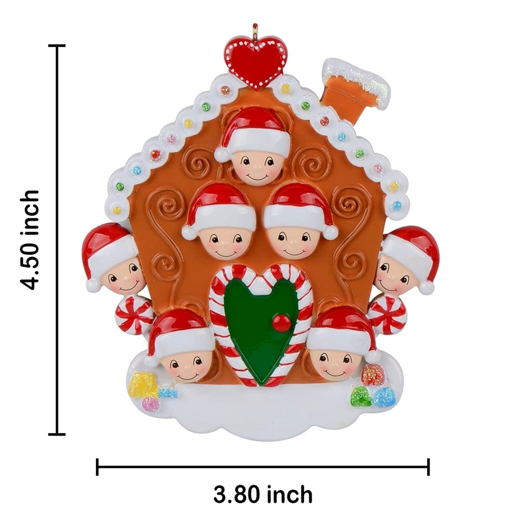 Personalized Gingerbread House Christmas Ornament - Custom Family of 7 Holiday Decor for Tree, Parents & Grandparents | Perfect for Family Gatherings, Gift Giving & Festive Home Decoration