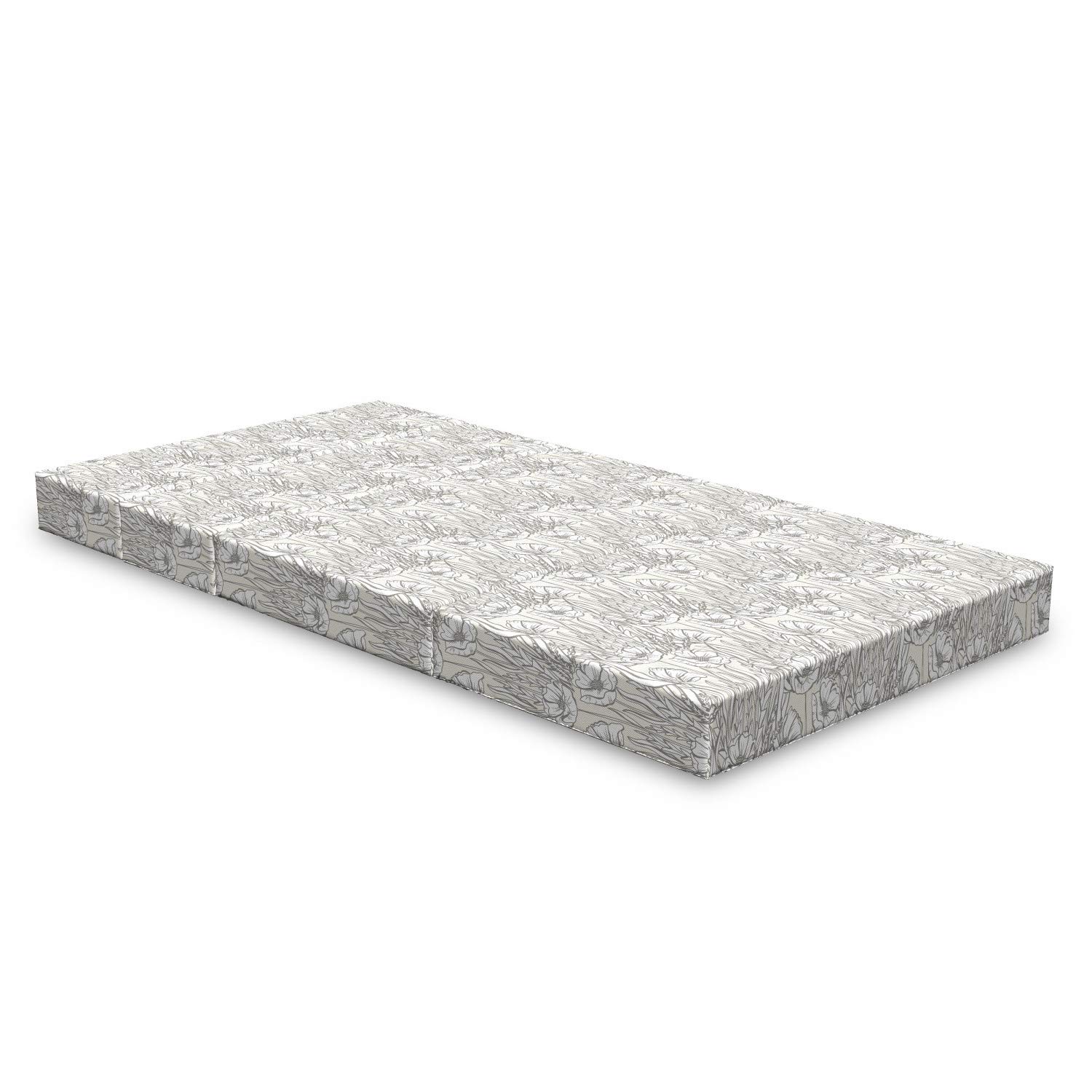 Ambesonne Foldable Gardening Mattress - Soft Shabby Poppy Blooms Design, 74.8
