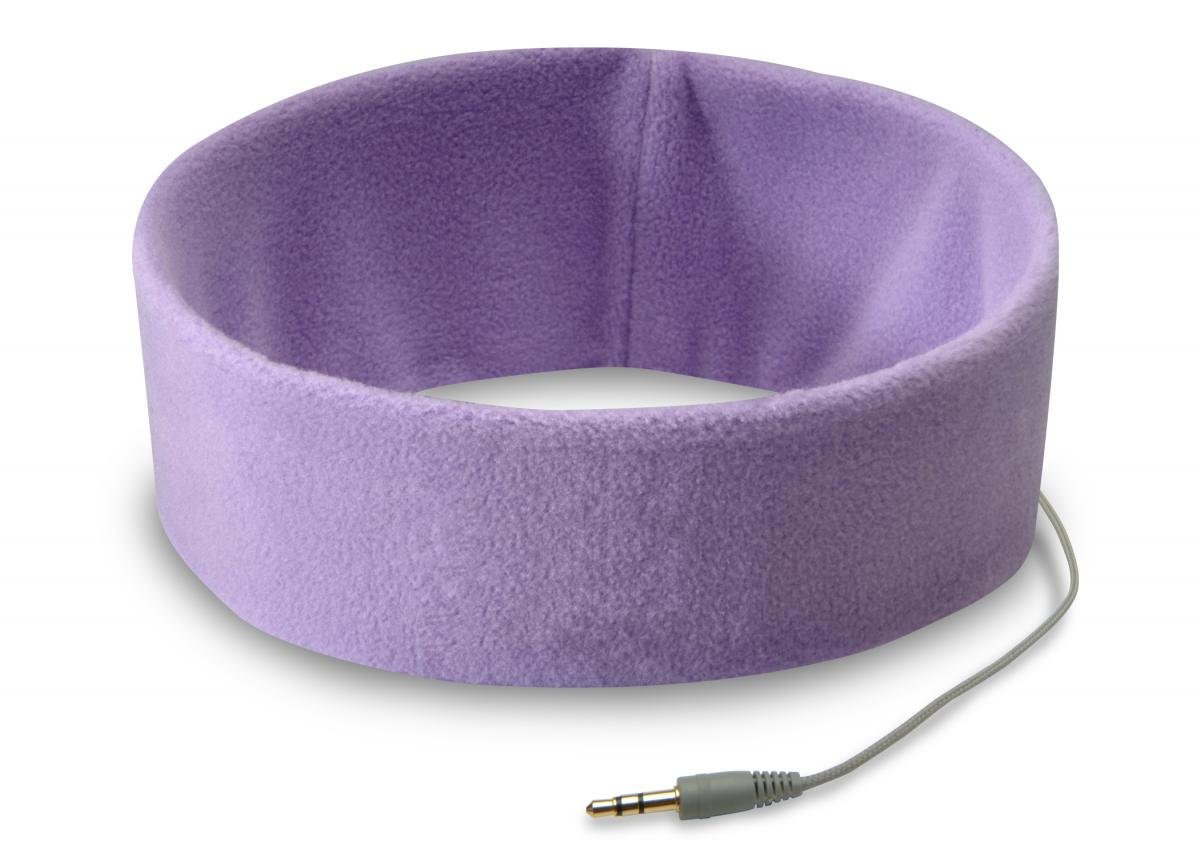 AcousticSheep SleepPhones Classic - Comfortable Corded Headphones for Sleeping, Travel & Relaxation | Original Fleece Fabric Headband with Noise Reduction | Lavender Quiet Headphones (Size M) | Perfect for Insomnia Relief, Meditation & Airplane Travel