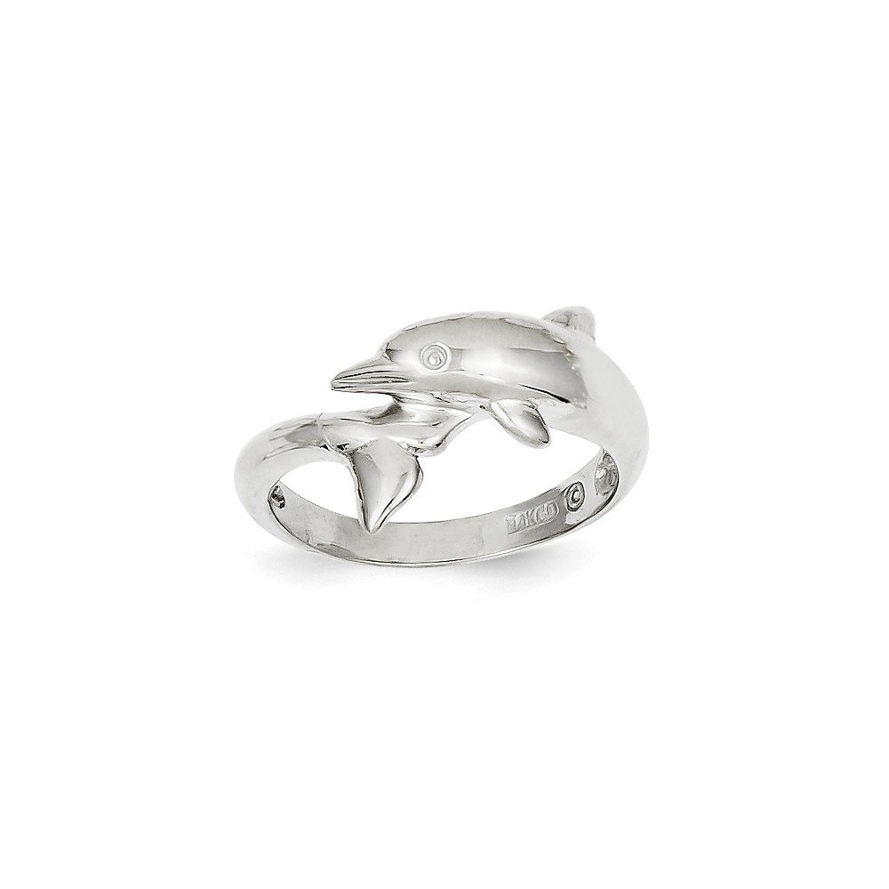 14K White Gold Dolphin Ring - Elegant Jewelry Gift for Women - Perfect for Birthdays, Anniversaries & Beach-Themed Occasions