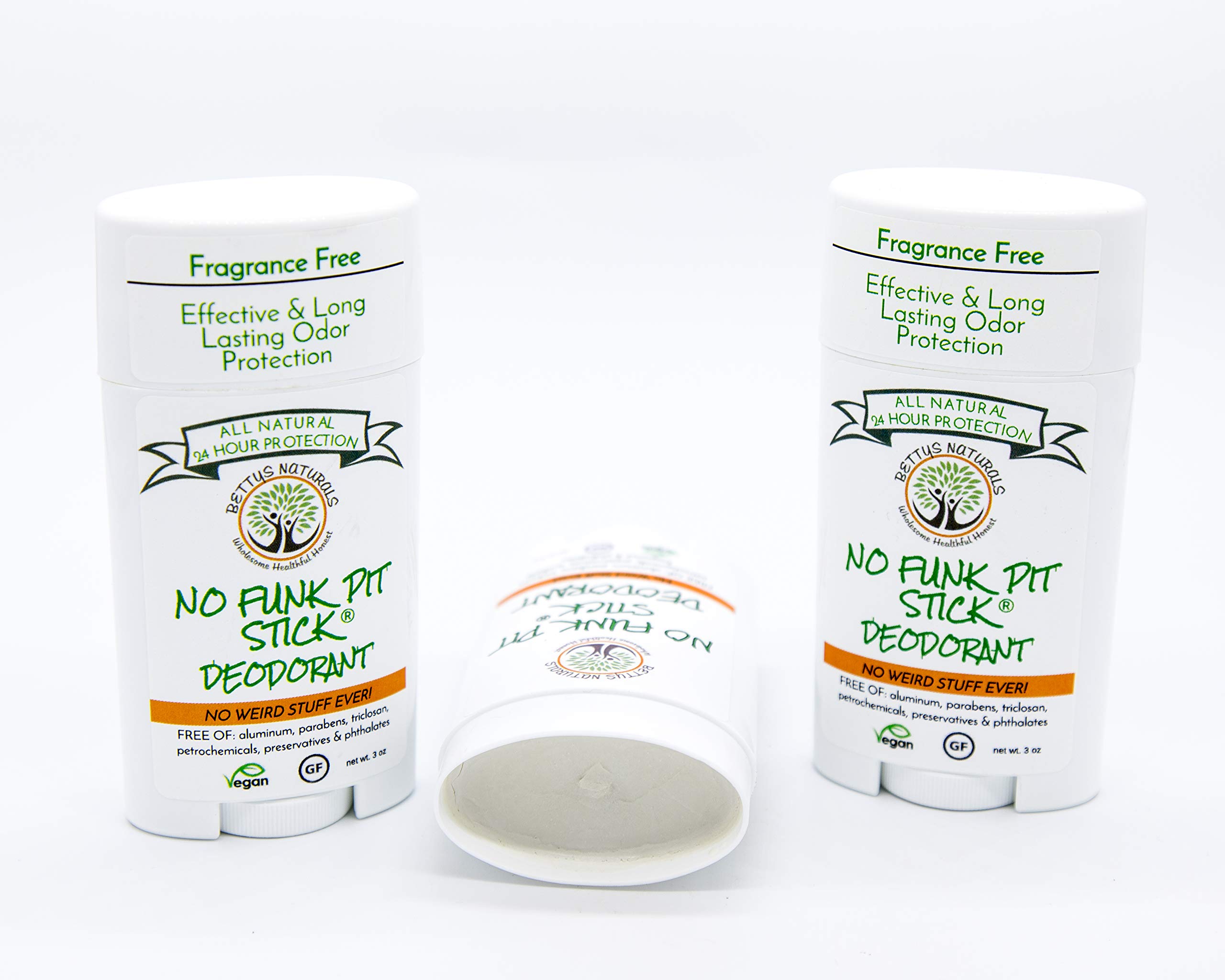 No Funk Pit Stick All Natural Deodorant - Fragrance Free, Aluminum Free, Gluten Free, Vegan Formula with Zinc Oxide & Bentonite Clay | 24-Hour Odor Protection for Sensitive Skin | Perfect for Gym, Work & Daily Use