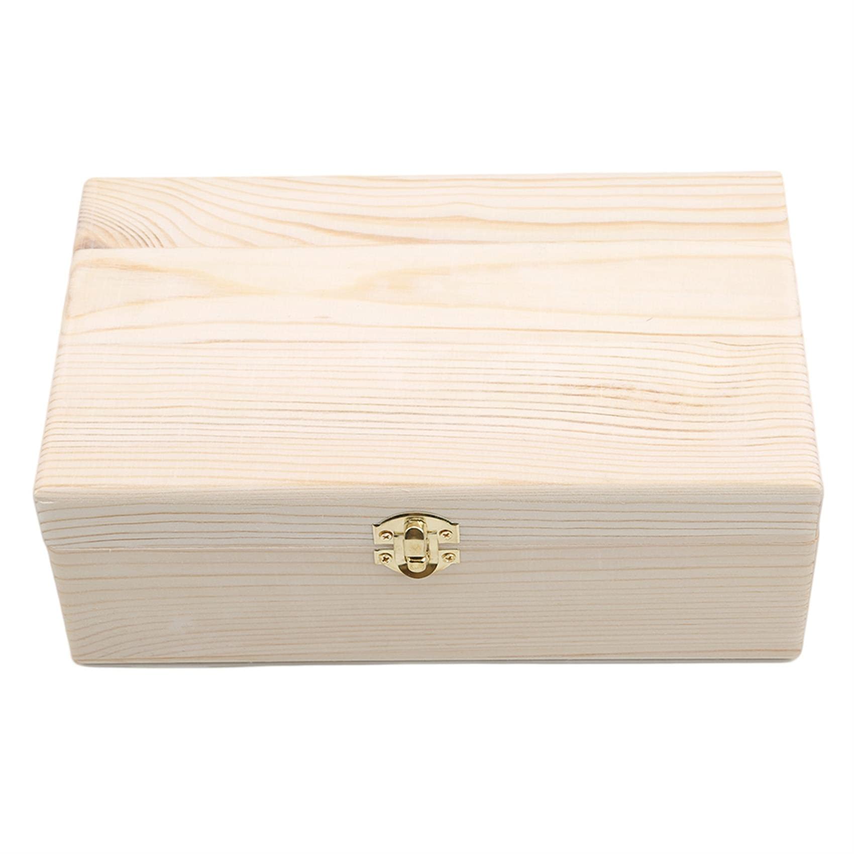 Hsakess Wooden Storage Box with Locking Clasp - Organize Crafts, Art Supplies, Jewelry & Home Decor | Perfect for DIY Projects, Hobby Storage & Gift Giving