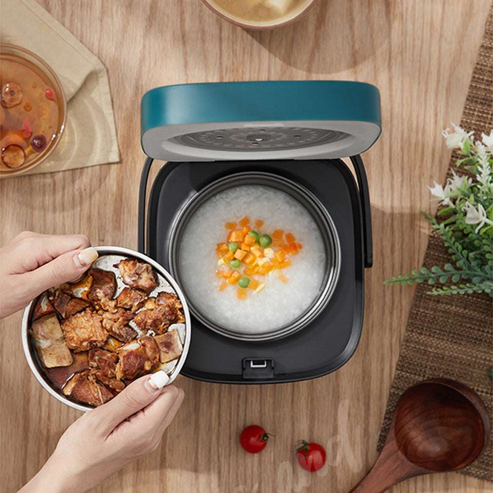 1.2L Mini Rice Cooker - Portable Travel Rice Cooker with Non-Stick Pot for Cooking Rice, Soup & Stews - Perfect for Dorms, Camping & Small Kitchens