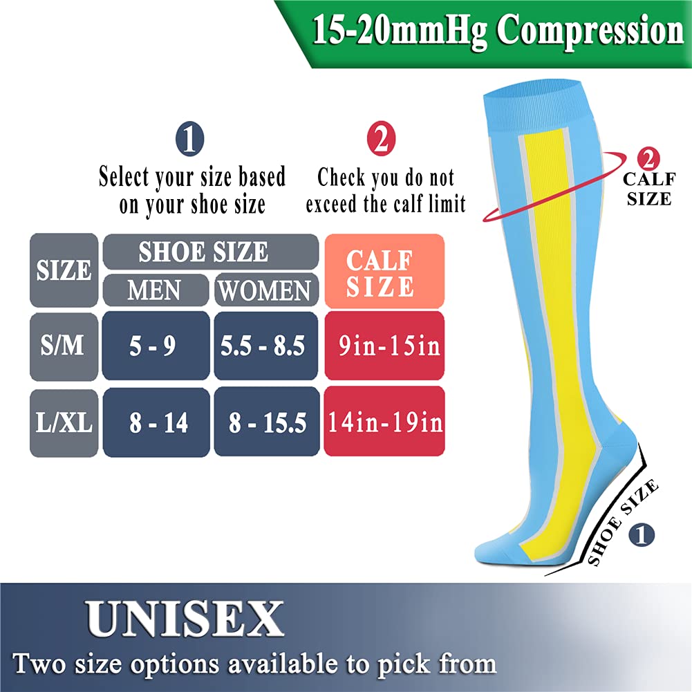 QUXIANG Copper Compression Socks for Women & Men (8 Pairs) - 15-20 mmHg Graduated Support - Best for Running, Cycling & Athletic Performance - Improve Blood Circulation & Reduce Swelling - Perfect for Travel, Workouts & Recovery