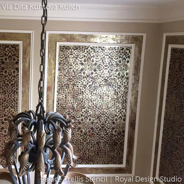 Palace Trellis Moroccan Wall Stencil - DIY Home Decor, Arabic Pattern Template for Painting, Wall Art, Furniture & Crafts - Perfect for Bedroom, Living Room, and Boho Style Interior Design