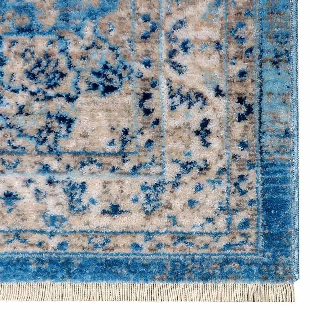 Machine Made Polyester Area Rugs 2'6''x9'10'' Runner - Blue Oriental Traditional Design Low Pile Carpet for Living Room, Bedroom, Hallway | Durable & Easy to Clean | Perfect for Home Decor, Entryway Runner, and Cozy Spaces (M00082)