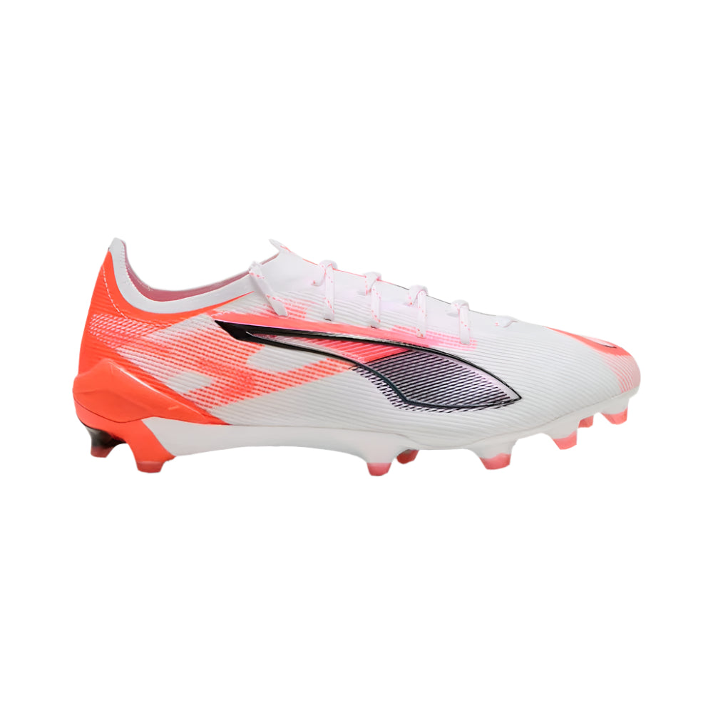 Puma Ultra 5 Ultimate FG Football Cleats - White/Black/Glowing Red - Lightweight Soccer Shoes for Men - Perfect for Turf Matches & Training Sessions