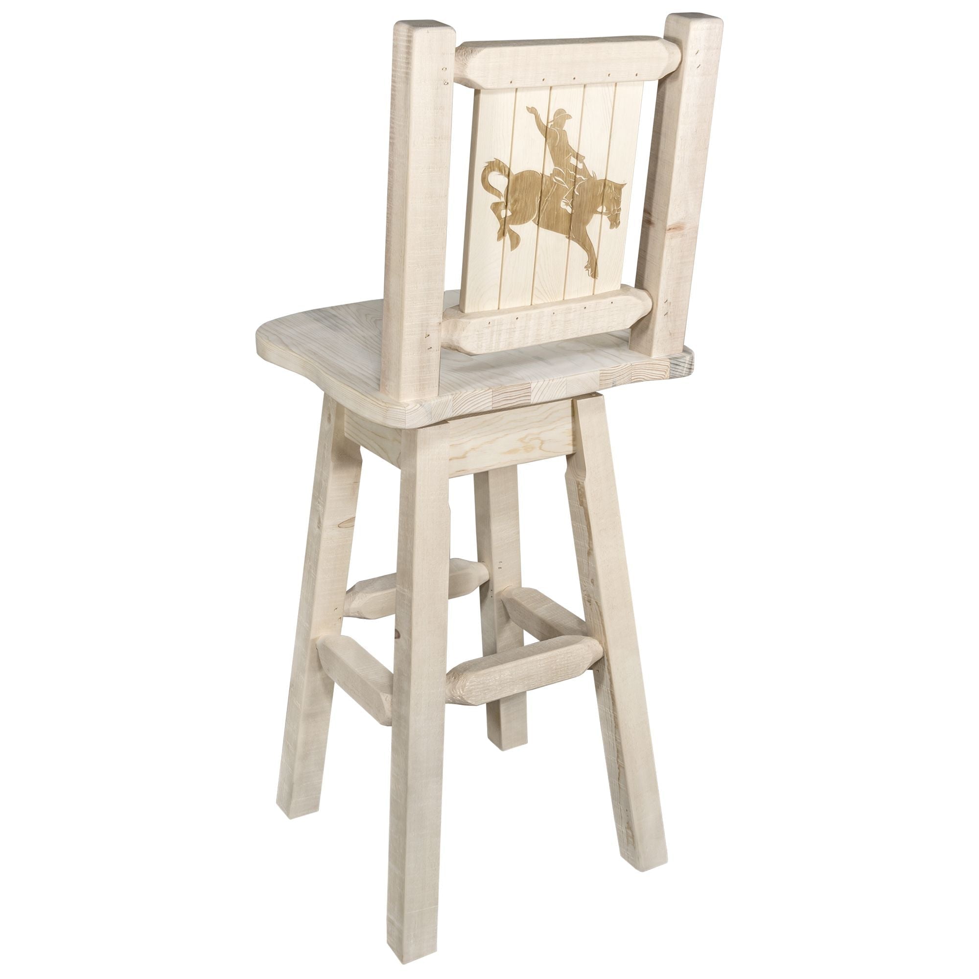 Homestead Barstool with Back & Swivel - Laser Engraved Design for Kitchen Island, Home Bar & Dining Room