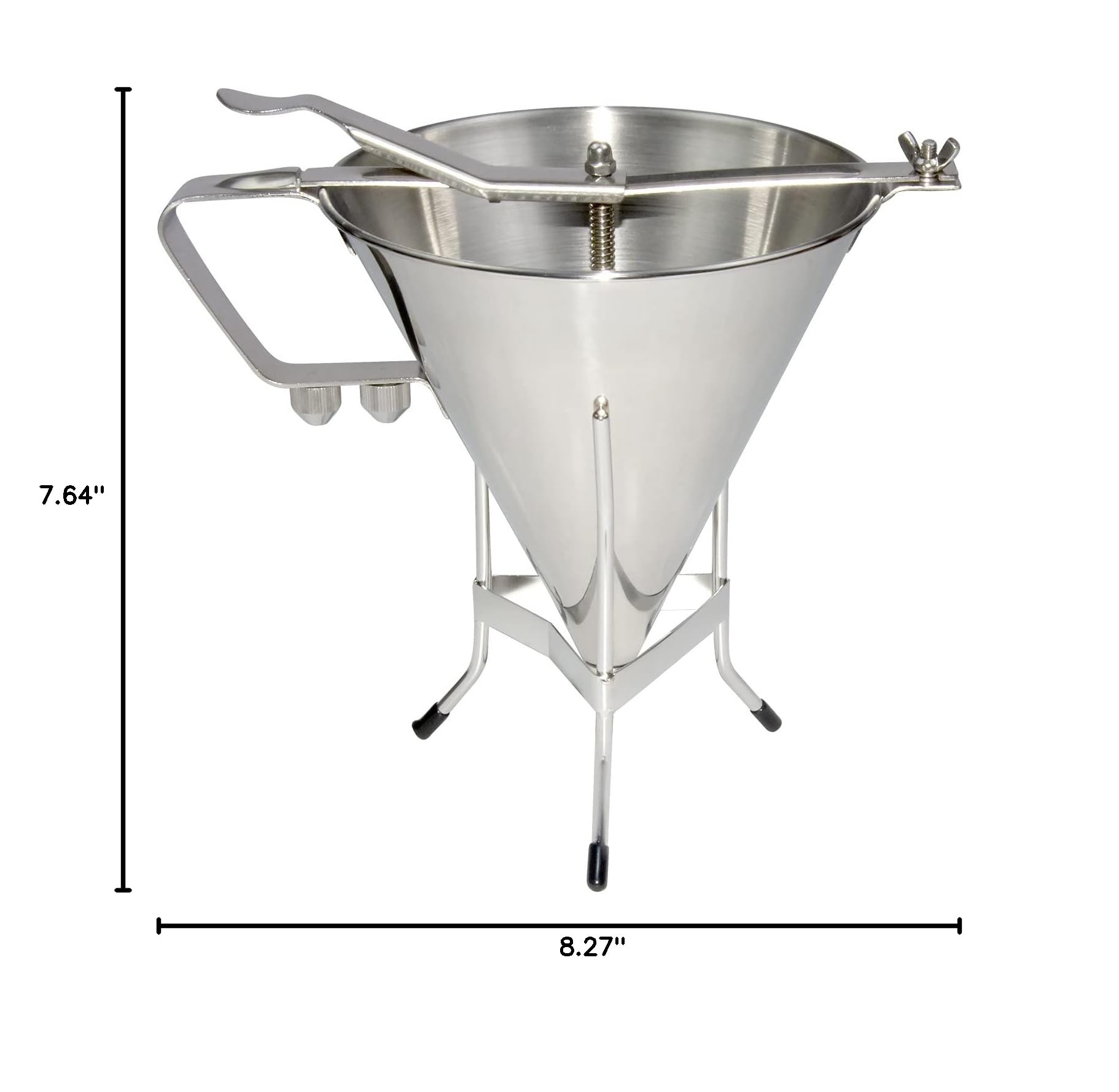 Stainless Steel Pancake Batter Dispenser with Stand - 3 Nozzles Funnel Cake Maker for Pancakes, Waffles, Cupcakes & Takoyaki - 61oz Commercial Grade Confectionery Piston Funnel - Perfect for Breakfast, Desserts & Street Food Stalls
