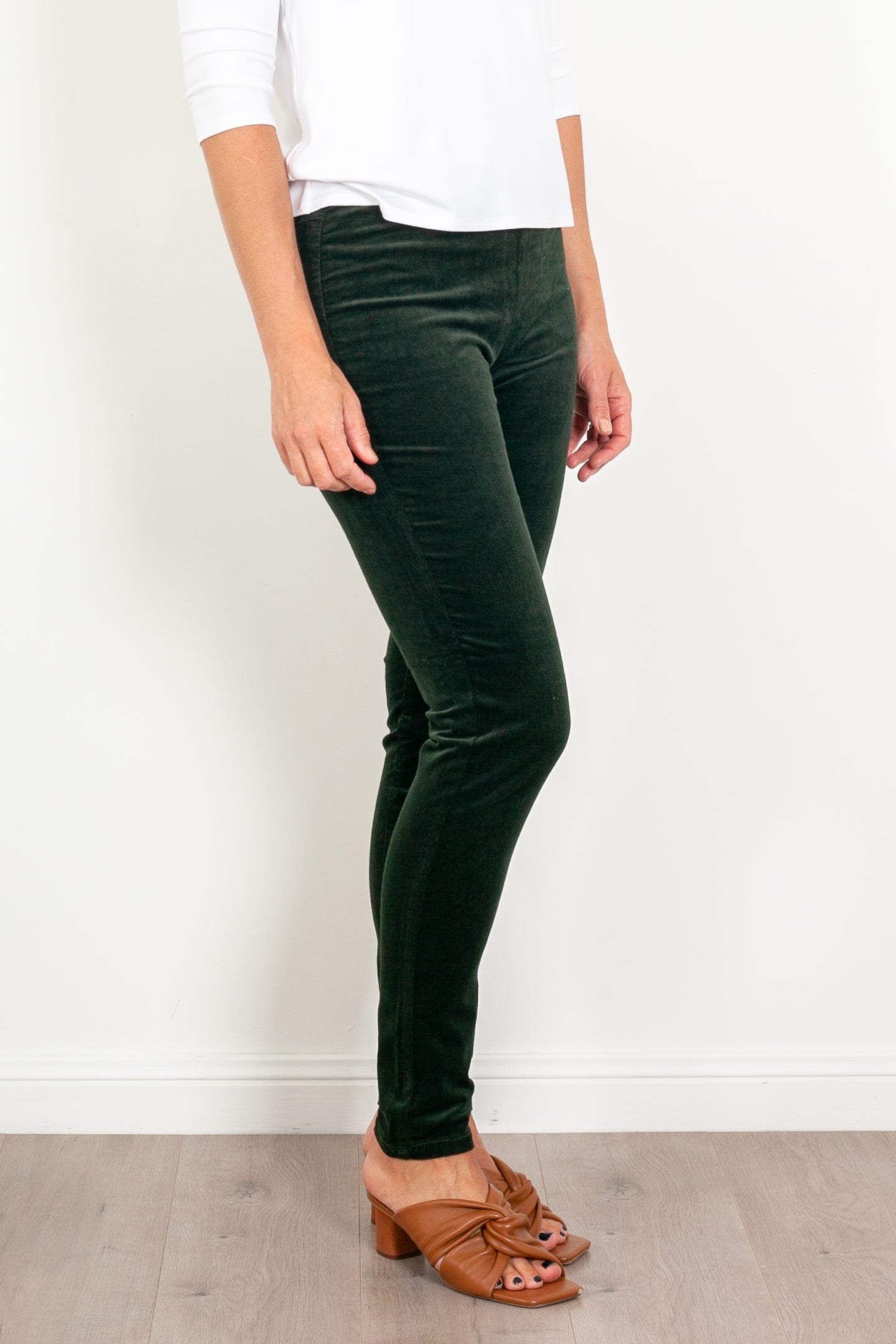 Vassalli Women's Fine Skinny Corduroy Pull On Pants - Stretch Comfort Fit High Waisted Trousers for Work, Office & Casual Wear