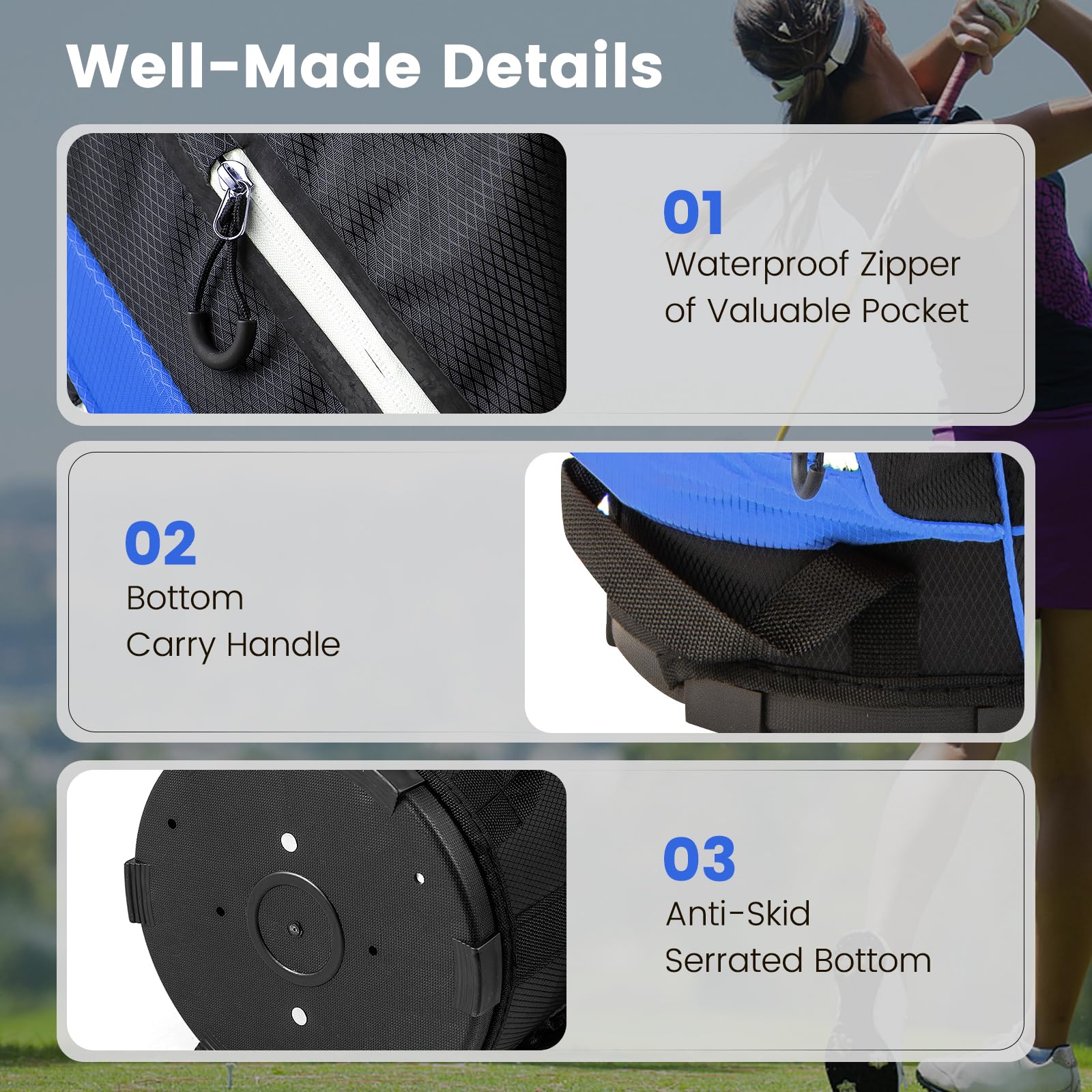 **Tangkula 14-Way Top Divider Golf Cart Bag - Lightweight Golf Club Bag with 9 Pockets, Cooler Compartment, Umbrella Holder & Rain Hood - Dual Strap for Men & Women - Perfect for Golf Courses & Travel**