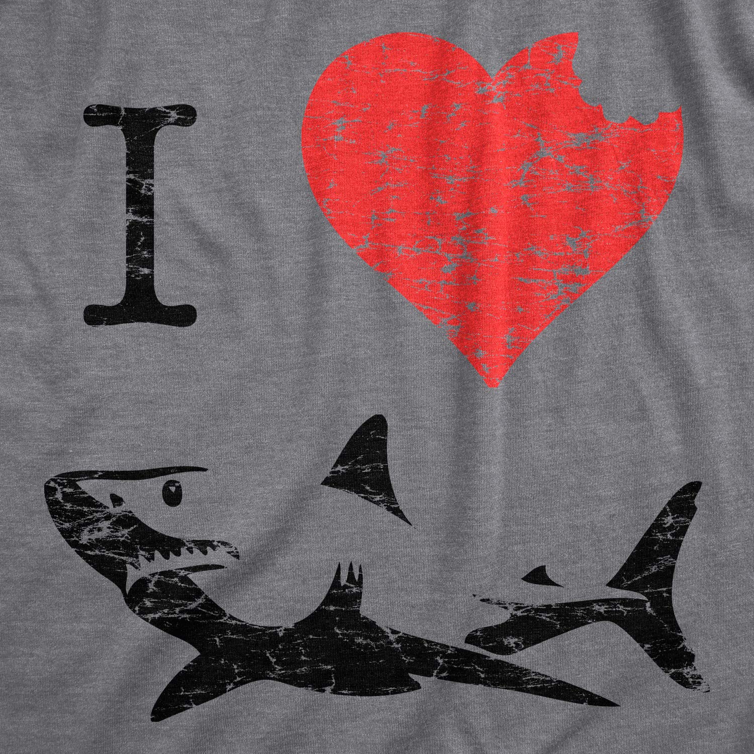 Women's I Love Sharks T-Shirt - Vintage Shark Bite Graphic Tee for Ladies | Casual Summer Outfit, Beach Vacation & Shark Week Apparel