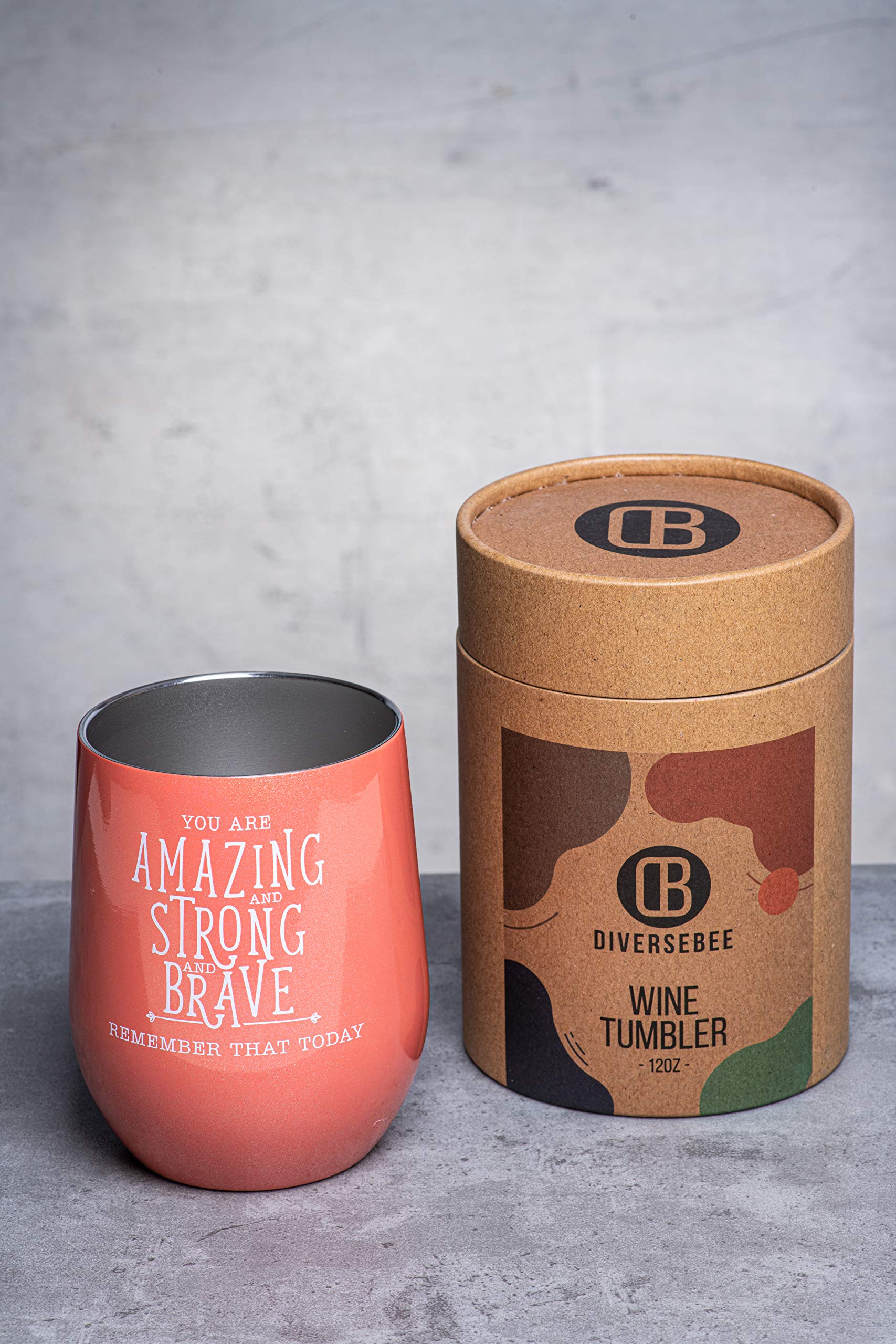 **DIVERSEBEE Insulated Wine Tumbler with Lid - Inspirational Thank You Gift for Women, Best Friend, Sister, Wife, Girlfriend, Coworker, Mom - Encouragement Birthday Wine Gift (Coral) - Perfect for Parties, Holidays & Everyday Use**