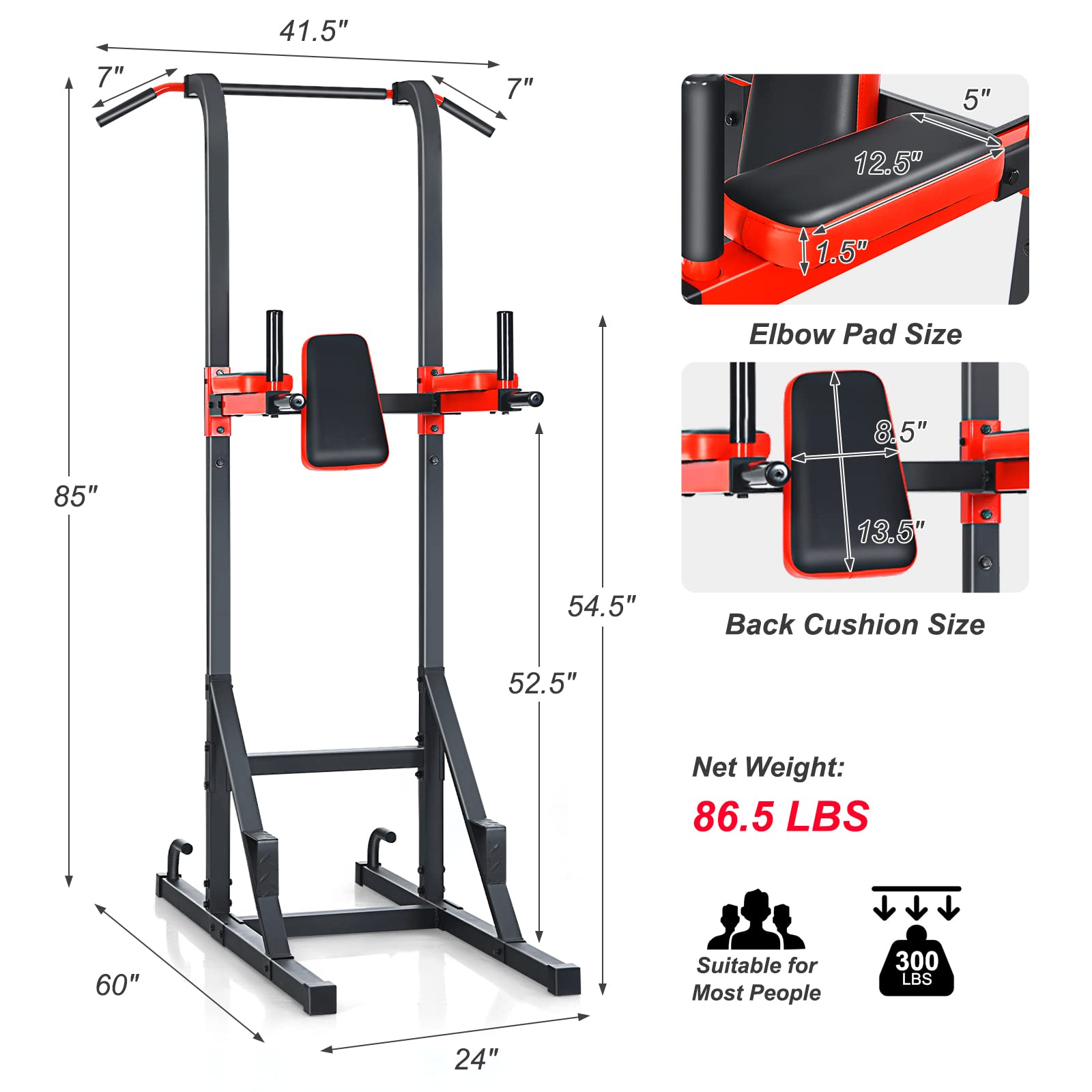 GYMAX Heavy-Duty Power Tower - Multi-Function Pull Up Bar Stand for Pull-ups, Push-ups, Dips, Leg Raises & Strength Training | Home Gym Equipment for Full-Body Workout | Perfect for Home Gym, Garage & Fitness Enthusiasts