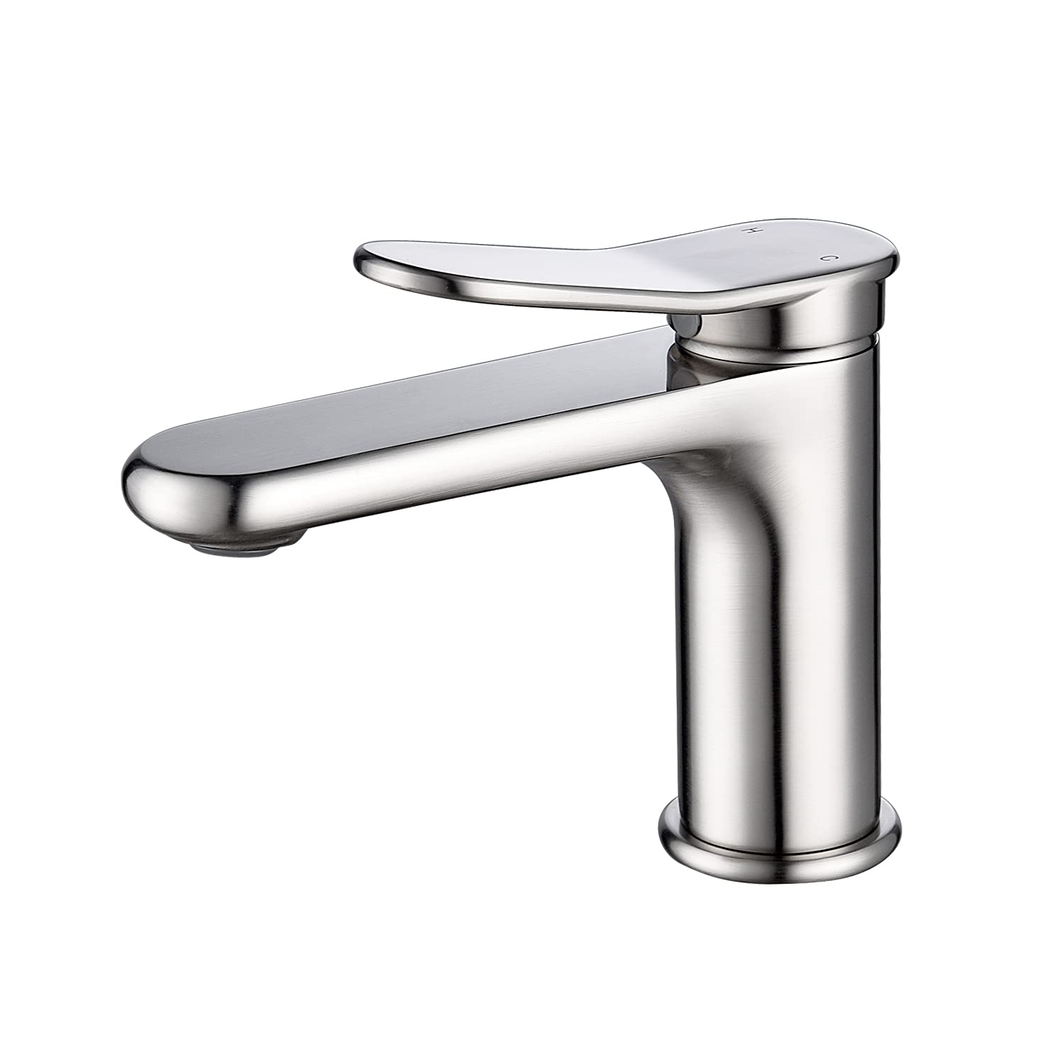 Brushed Nickel Single Hole Bathroom Faucet - Modern Sink Faucet for Vanity