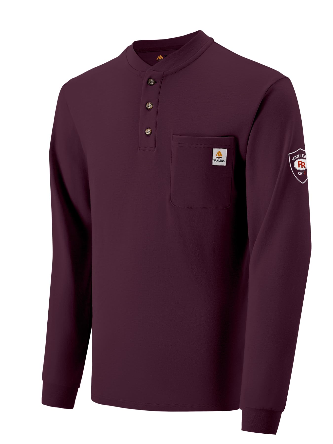 Flame Resistant Shirts for Men - Lightweight 6.5oz Long Sleeve Henley Shirts | CAT2 NFPA2112 Certified FR Clothing for Industrial Work & Outdoor Safety