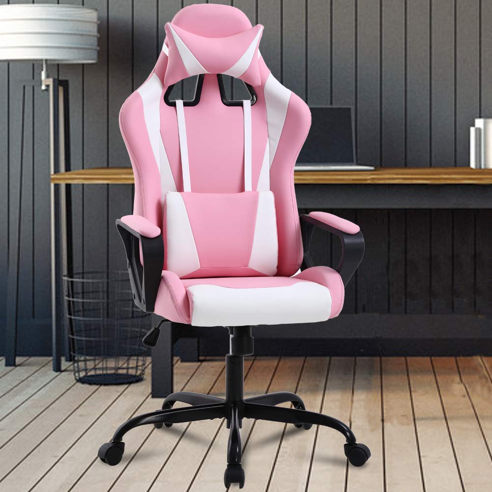Premium Ergonomic Gaming Chair - Adjustable Racing Office Chair with Lumbar Support & Headrest for Back Pain Relief, Swivel Rolling Computer Desk Chair for Men & Women, Pink - Perfect for Esports, Gaming & Home Office Workspace