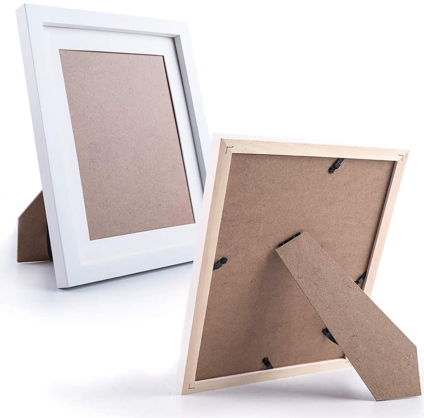 8x10 White Picture Frames - 6 Pack Solid Wood Wall & Tabletop Photo Frames for Nature Prints, Family Photos, Home Decor and Office Display