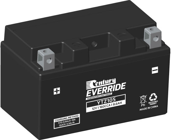 Century 12V 8.6Ah YTZ10S FA Motorcycle Battery - High Performance AGM Battery for Scooters, ATVs & Powersports - Perfect for Honda, Yamaha, Suzuki & More (Great for Commuting, Off-Roading & Long Rides)