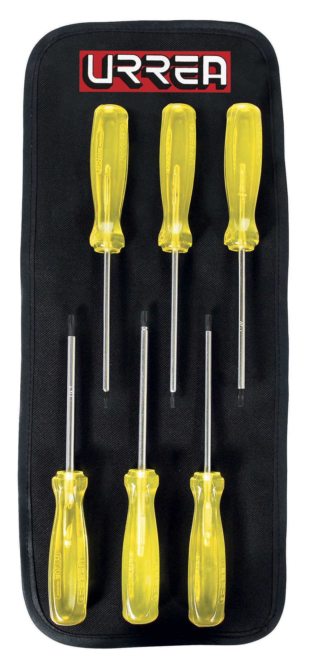 Urrea 93W 6-Piece Torx Screwdriver Set with Amber Handle - Perfect for Automotive, Electronics & DIY Home Repairs