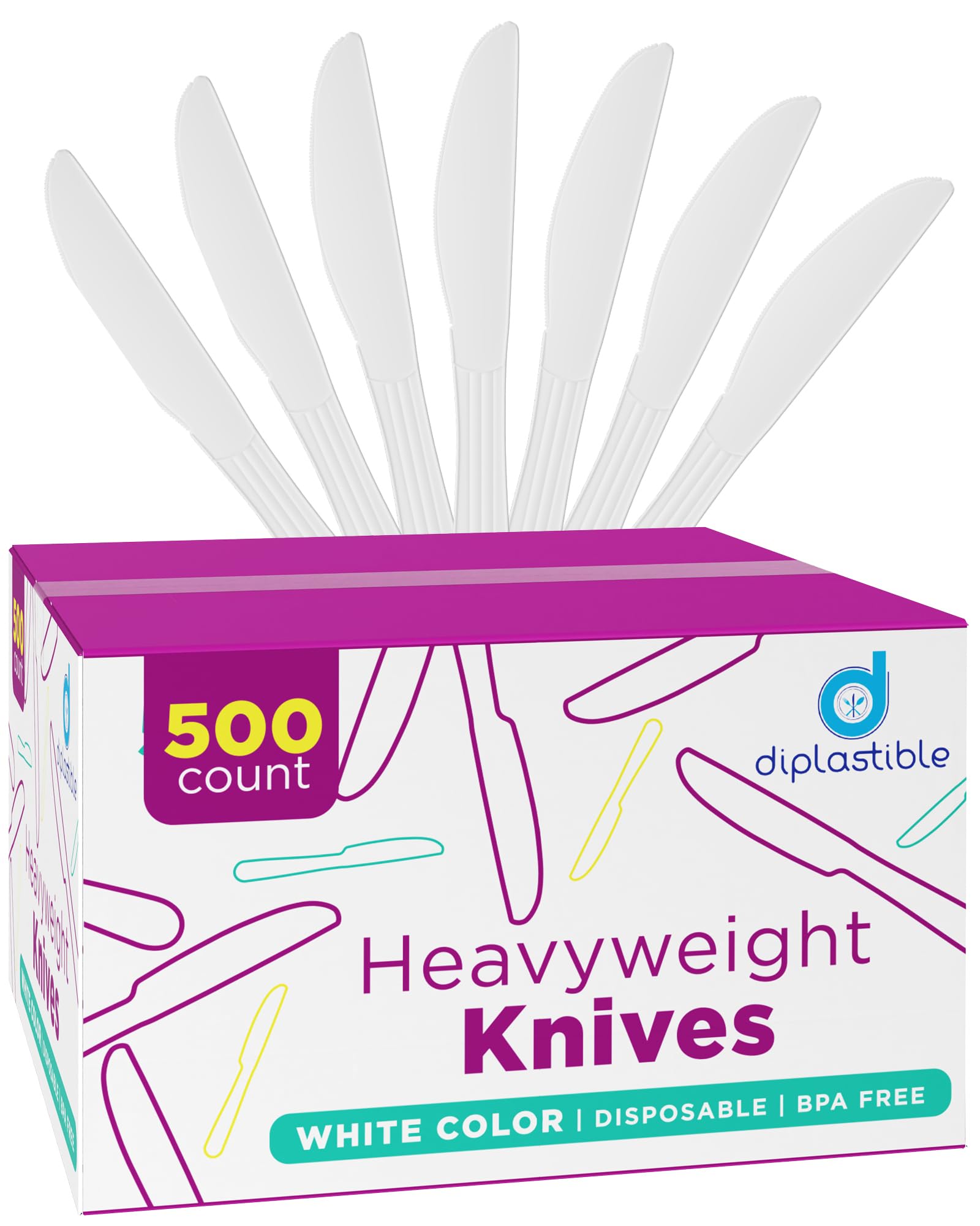 Heavy Duty Disposable Plastic Knives - 500 Pack of Durable Plastic Cutlery for Parties, Events, Catering & Outdoor Dining | Perfect for BBQs, Picnics, Birthdays & Office Lunches