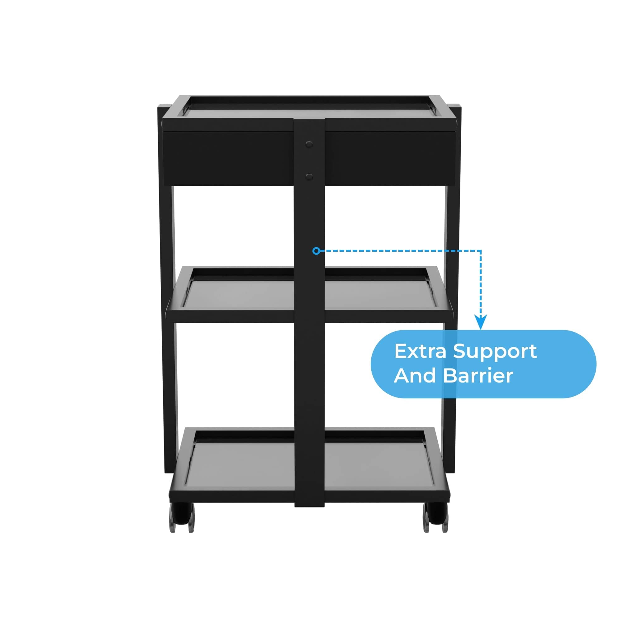 Premium 3-Tier Glass Beauty Trolley with Locking Drawer - Professional Salon Organizer for Makeup, Nail & Hair Tools (1040A) - Perfect for Salon, Spa & Home Beauty Stations