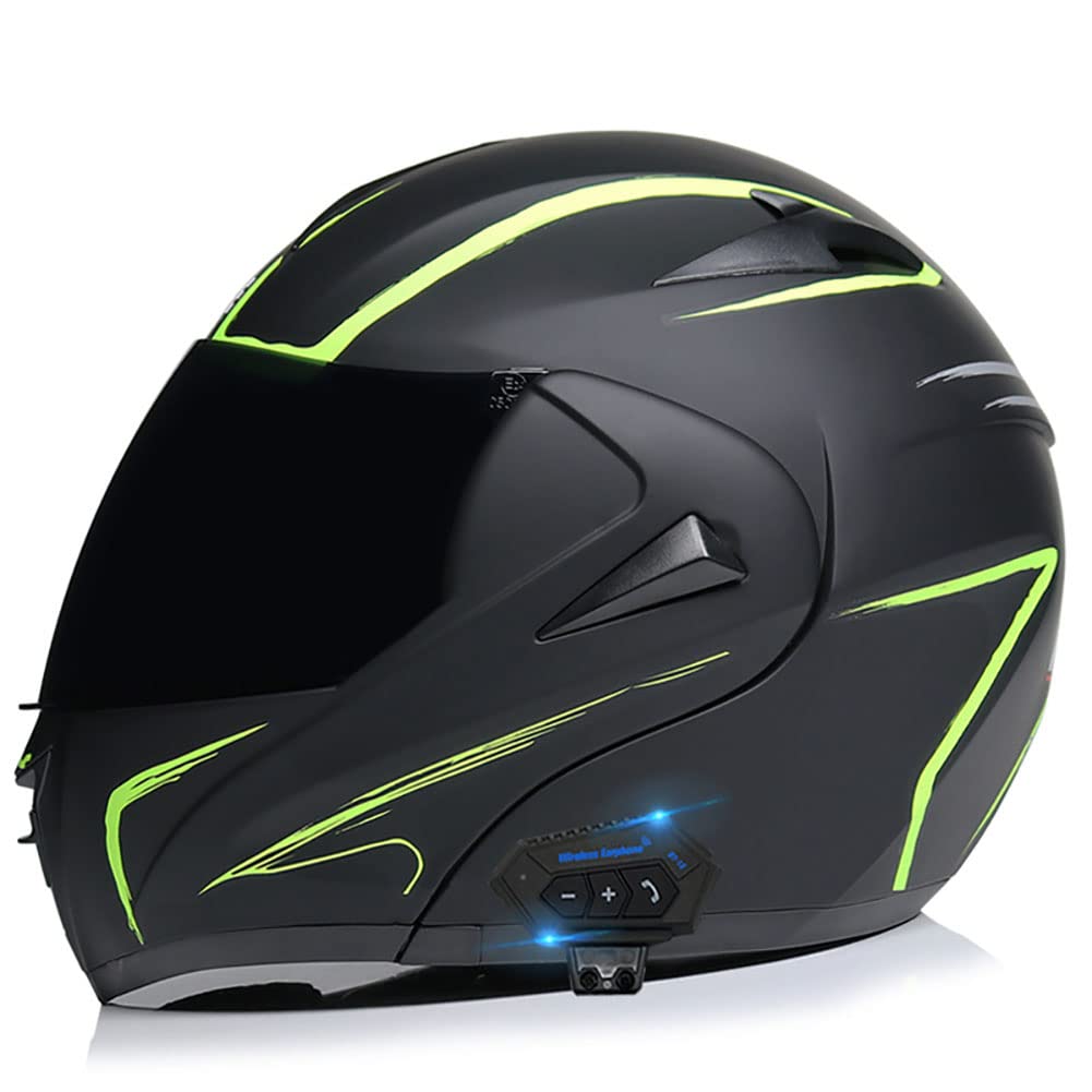 **DOT Approved Full Face Motorcycle Bluetooth Helmet for Men & Women - Dual Visors Flip Up Modular Design - Perfect for Commuting, Touring & Adventure Riding**