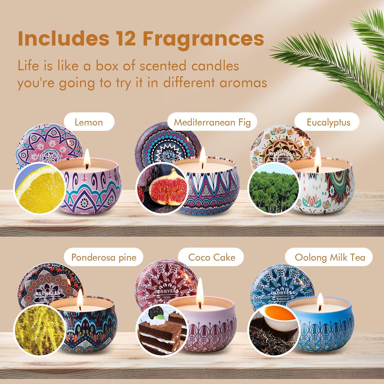 12 Pack Scented Soy Wax Candles Gift Set - Natural Aromatherapy Travel Tin Candles for Home, Relaxation & Gifts | Perfect for Christmas, Birthday, Mother's Day | Women, Mom, Home Decor, Spa, Yoga, Meditation