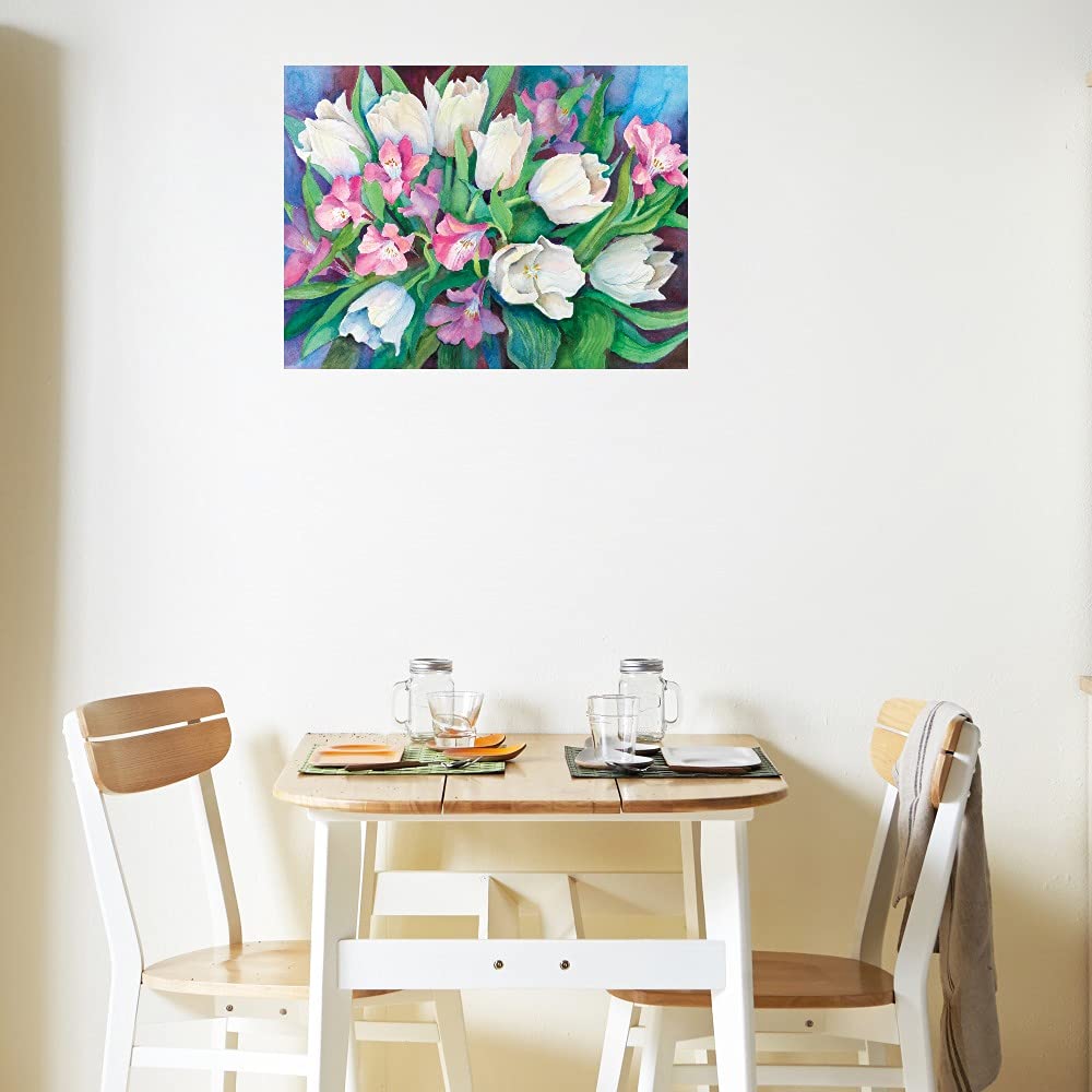 Joanne Porter Floral Canvas Wall Art - 28x21 Inch Alstroemeria & Tulips Painting for Living Room, Bedroom, Office Decor | Ready to Hang Home Décor | Perfect for Housewarming & Wedding Gifts