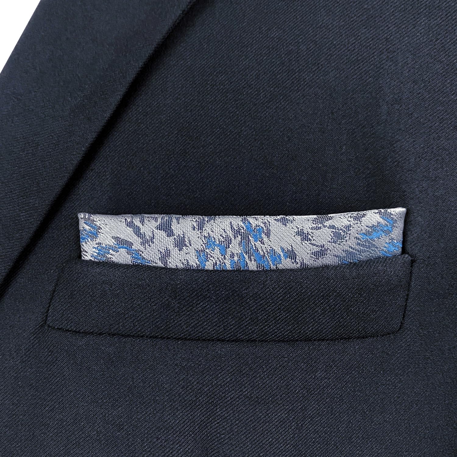 S&W SHLAX&WING Men's Silk Tie Set - Silver & Sky Blue Necktie with Matching Pocket Square | Formal Business Attire, Wedding & Office Wear