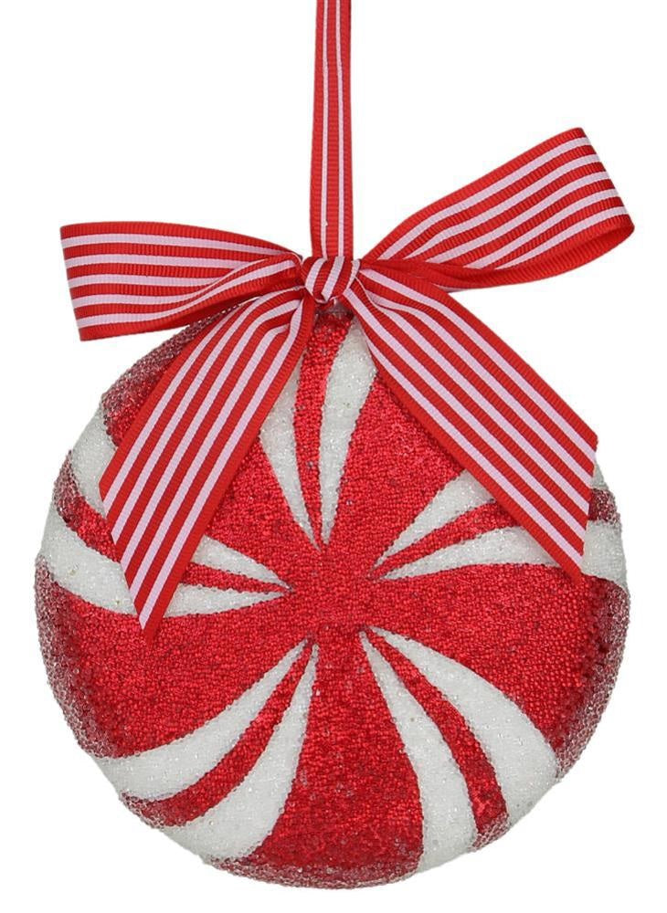 5.5 Inch Sequin Peppermint Christmas Ornament - Shiny Holiday Tree Decor for Xmas, Party & Home Decoration