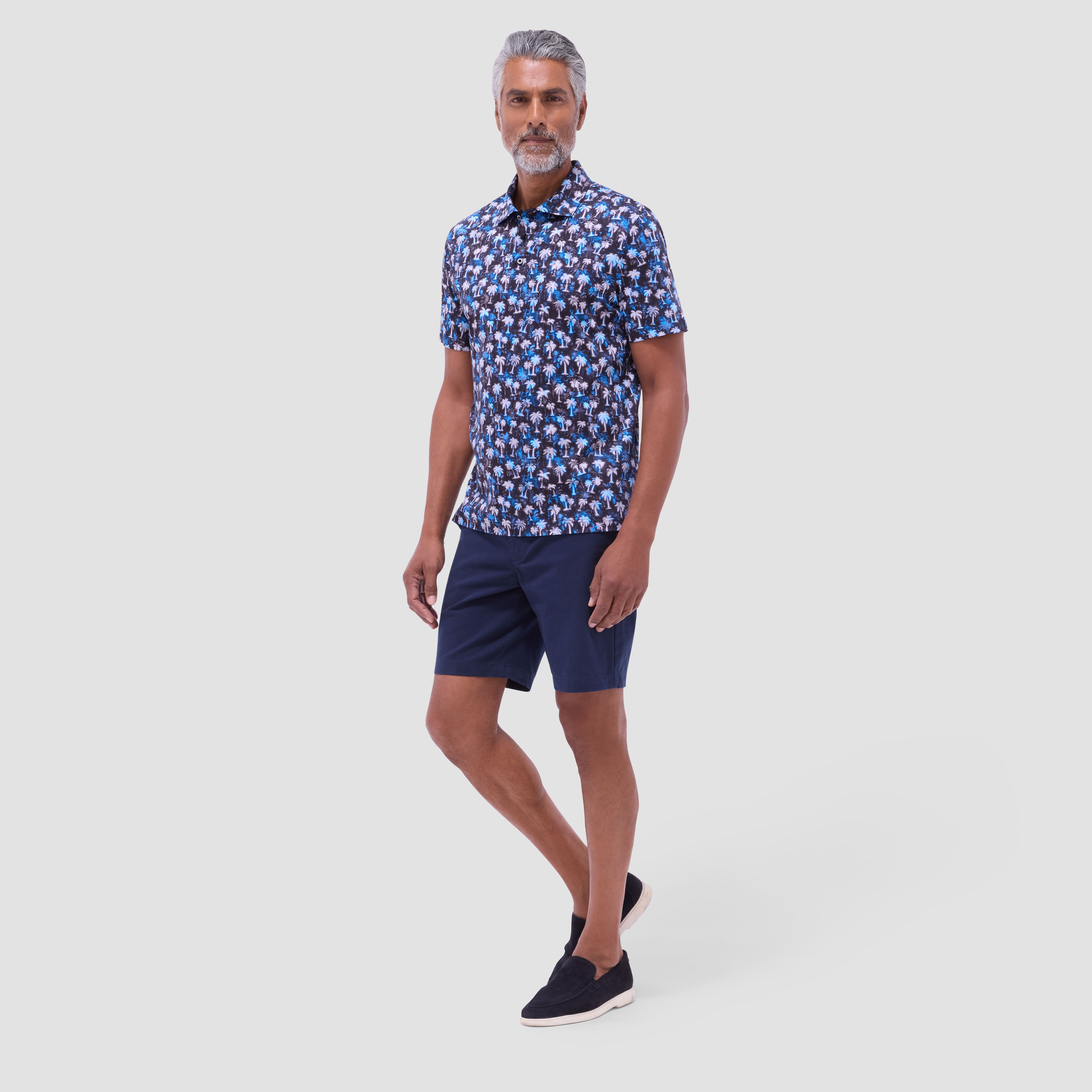 Hendrix Palm Tree Polo Shirt for Men - Tropical Summer Casual Short Sleeve Button Down Shirt - Perfect for Beach Vacation, Pool Party & Outdoor Activities