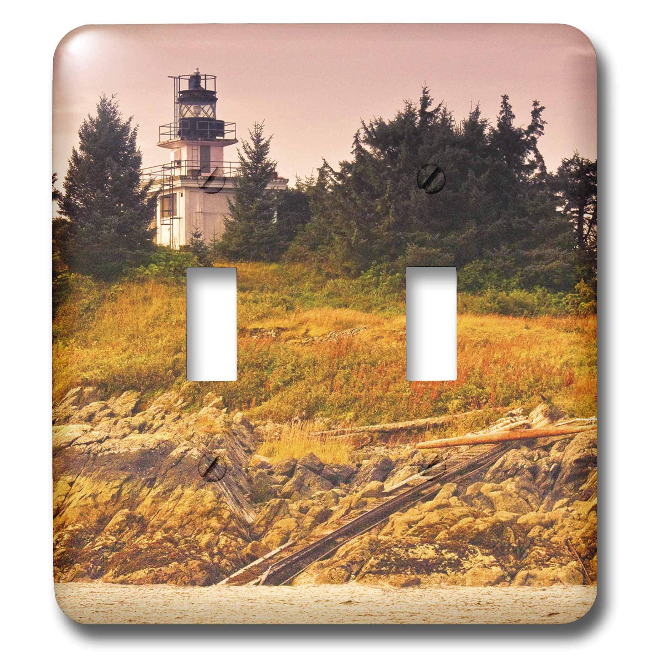 3dRose Ketchikan Alaska Lighthouse Double Toggle Switch - Wall Plate Cover Decor for Home, Office & Cabin - Easy Installation Light Switch Plate