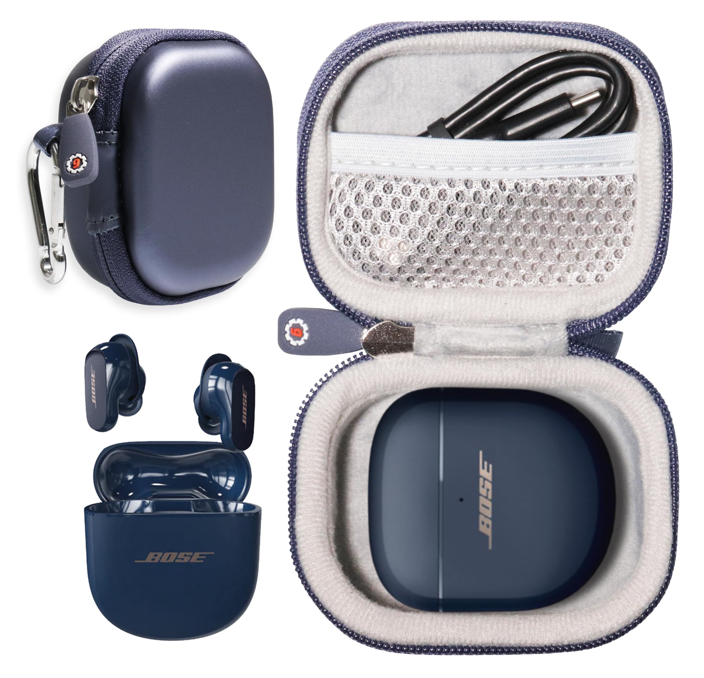 GETGEAR Protective Case for Bose QuietComfort Earbuds II - Shockproof Cover for Wireless Bluetooth Earbuds (Midnight Blue) - Perfect for Travel, Gym & Outdoor Activities