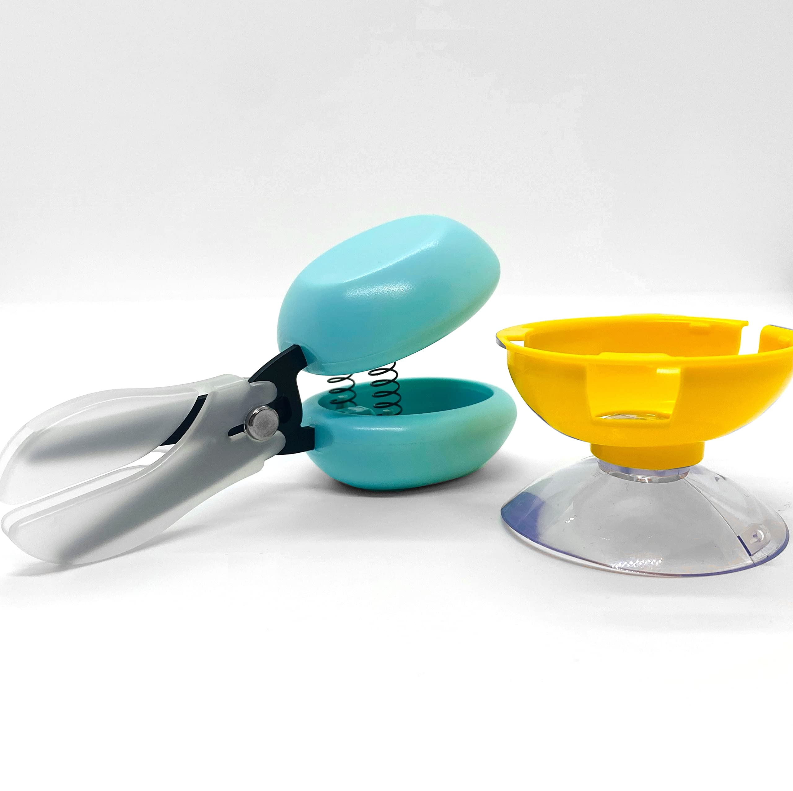 HARAC Spring Loaded Table Top Scissors with Base - Adaptive Safety Push Down Scissors for Special Needs & Ambidextrous Training - Made in Japan (Green) - Ideal for Classroom, Therapy & Home Use