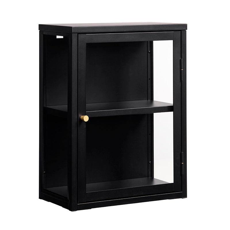 45cm Black CARMEL Wall Glass Cabinet - Modern Display Storage for Kitchen, Bathroom, or Living Room