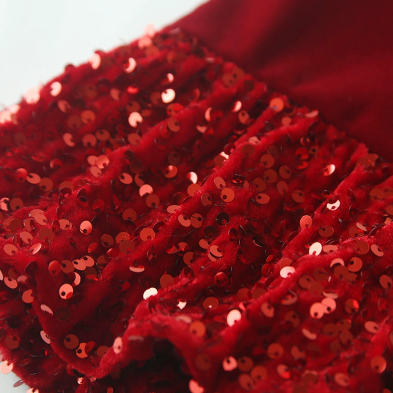 Baby Red Sequin Bow Dress with Velvet Vest - Elegant Holiday Party Outfit for Girls | Perfect for Christmas, Birthday & Special Occasions