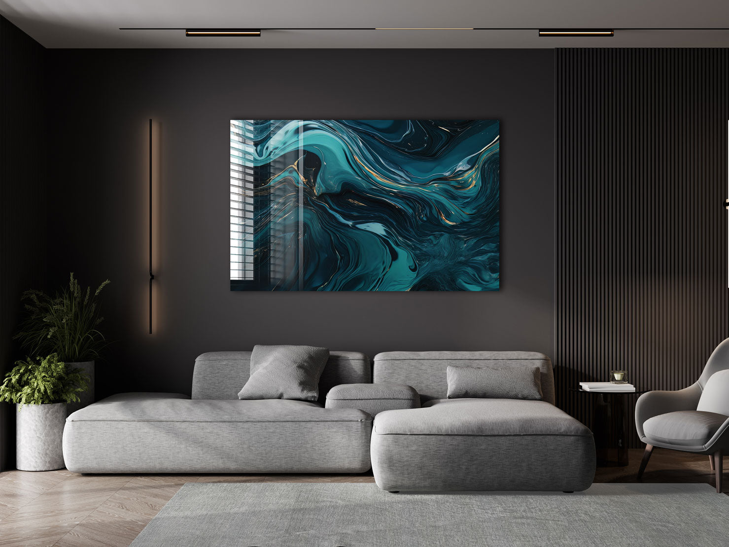 Abstract Wave Pattern Wall Art - Modern Ocean Themed Canvas Painting for Living Room & Bedroom Decor - Perfect for Coastal, Beach House, or Boho Style Home Decor