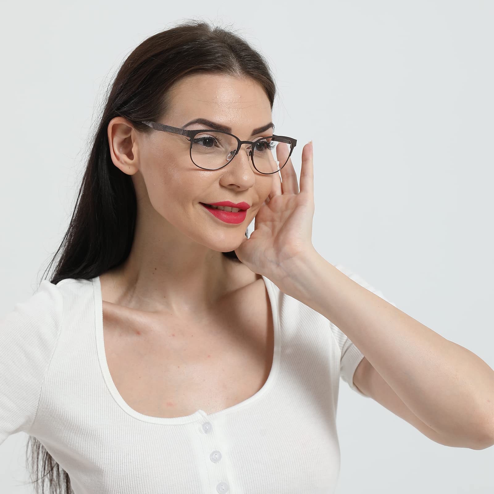 MMOWW Bifocal Reading Glasses for Women - Blue Light Blocking, Purple Frame (1.00) for Work & Screen Time