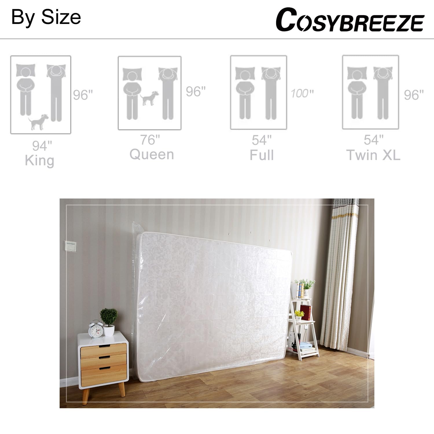 Queen Mattress Bags 2-Pack - Heavy Duty Waterproof Storage for Moving & Disposal - 54x96 Inch - Perfect for Home & Travel
