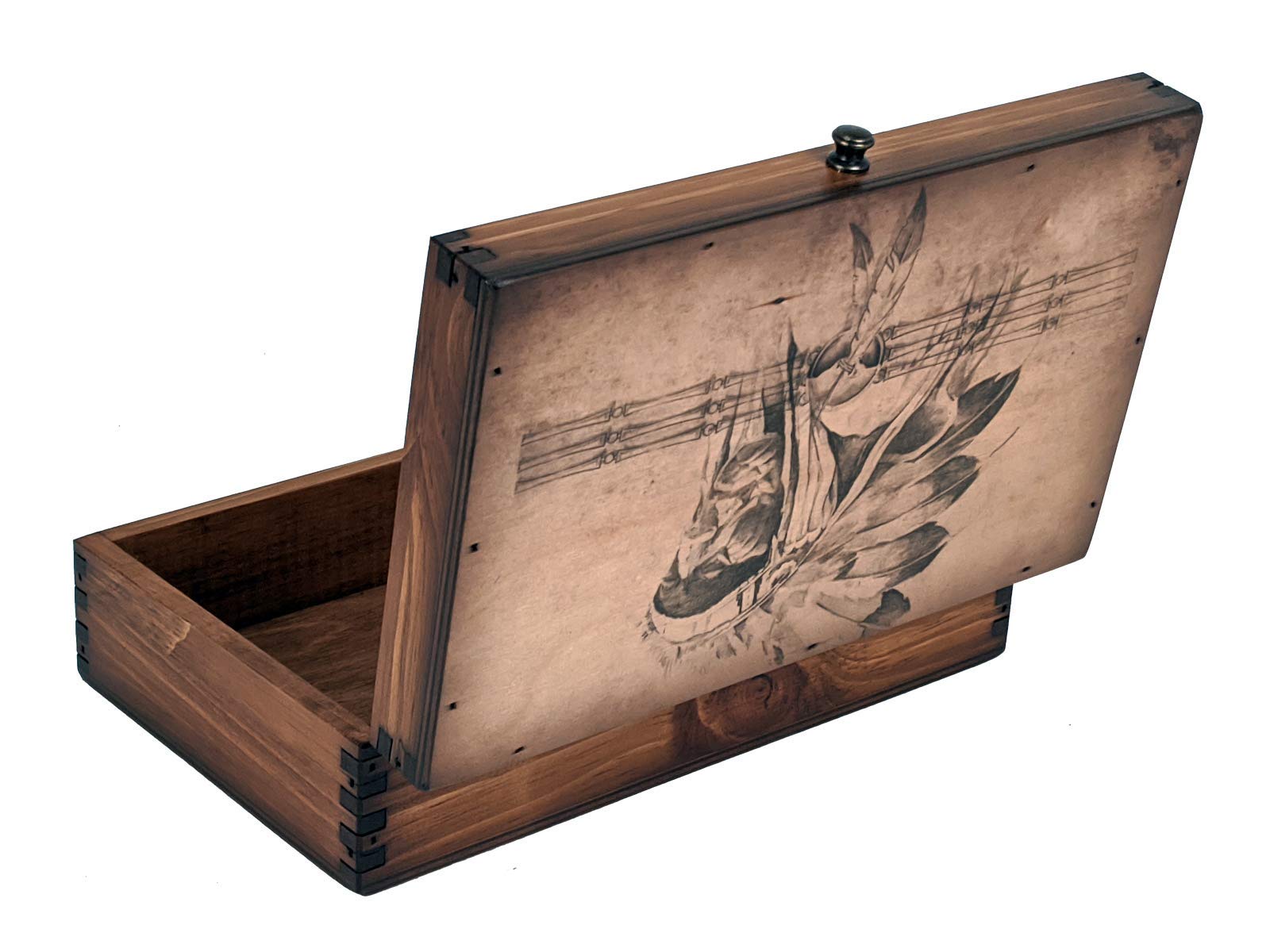 Handmade American Indian Chief Medium Wood Box - Authentic Native American Craftsmanship for Home Decor & Jewelry Storage