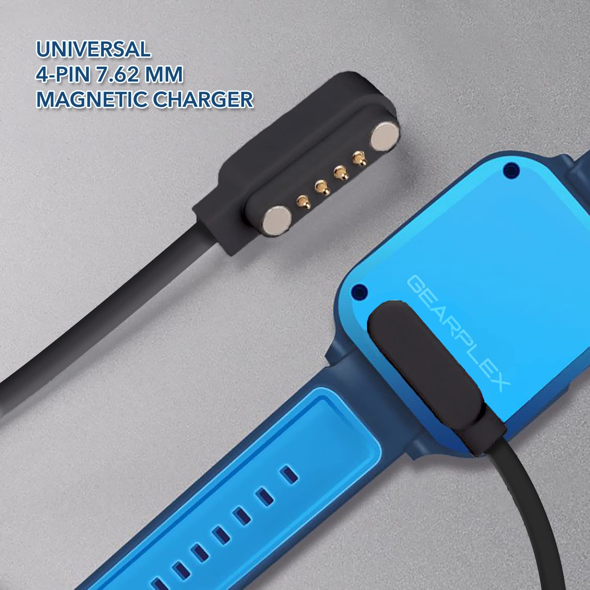 Magnetic Smart Watch Charger Cable - Fast Charging USB Type-A 7.62mm 4-Pin Connector - Compatible with Apple Watch, Samsung Galaxy Watch & Fitness Trackers (2 Pack) - Perfect for Home, Office & Travel Use