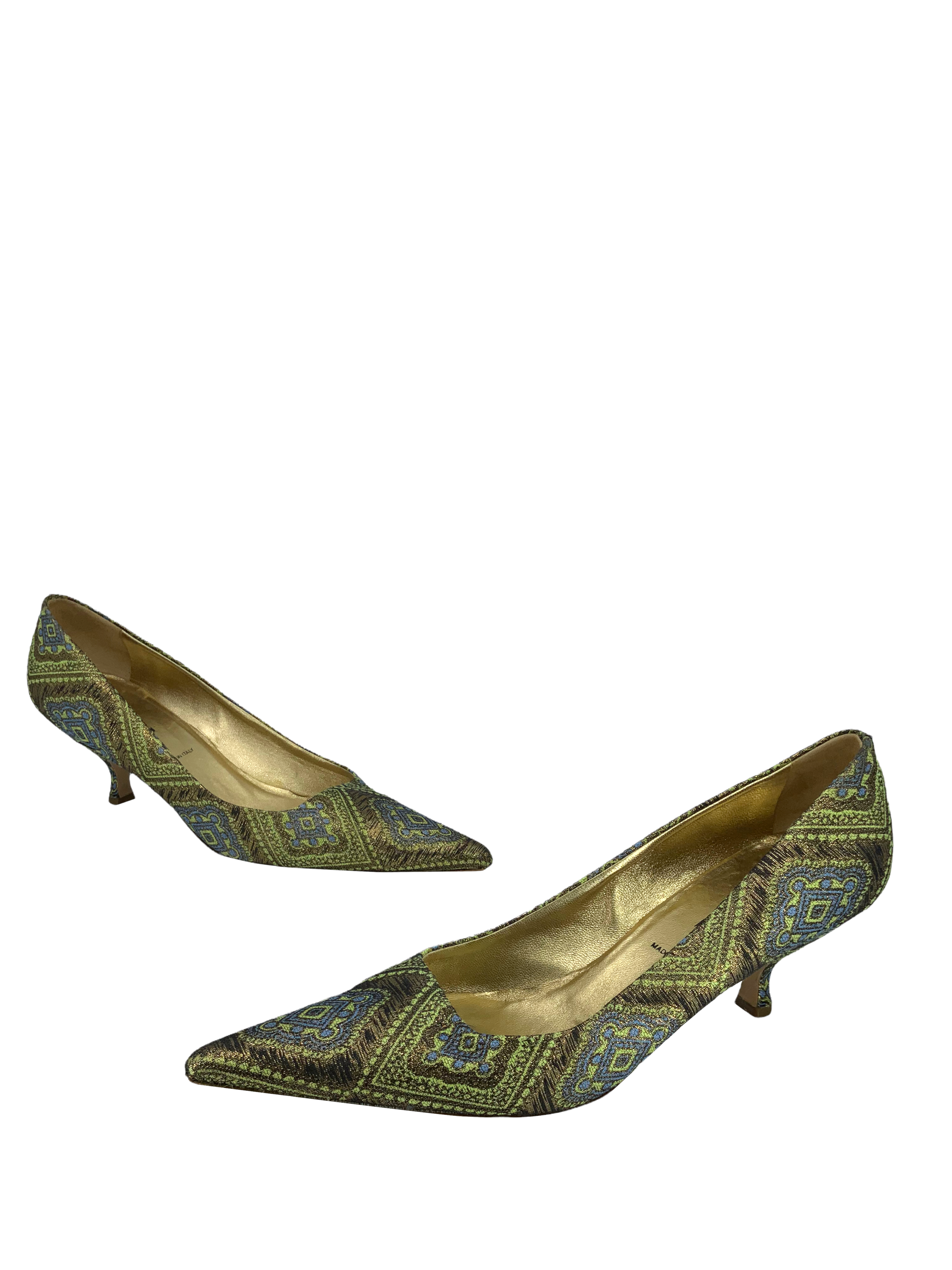 Prada Jacquard Printed Pumps Women's Shoes Size 8.5 - Elegant Heels for Office, Party & Special Occasions