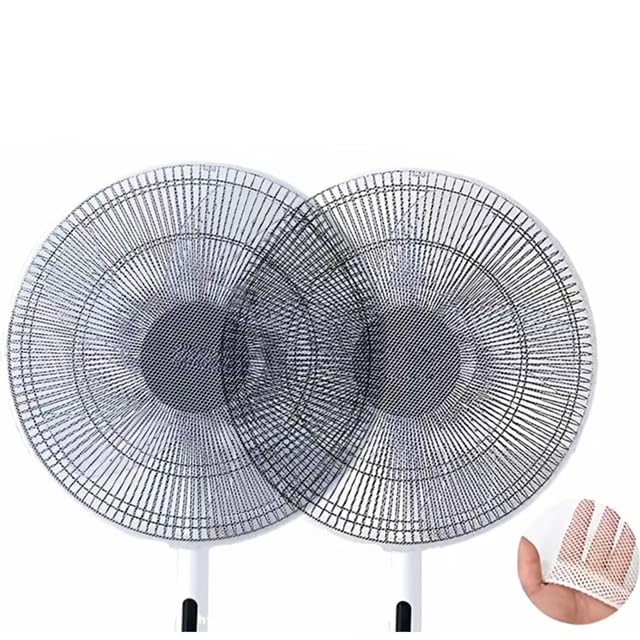 ARAWARA 2 Pack 18 Inch Fan Dust Cover - Washable Reusable Pedestal Fan Mesh Protector for Baby & Child Safety | Anti-Dust Round Fan Cover for Home, Office, School & Restaurant Use (White) | Perfect for Nursery, Bedroom & Indoor Air Circulation Protection