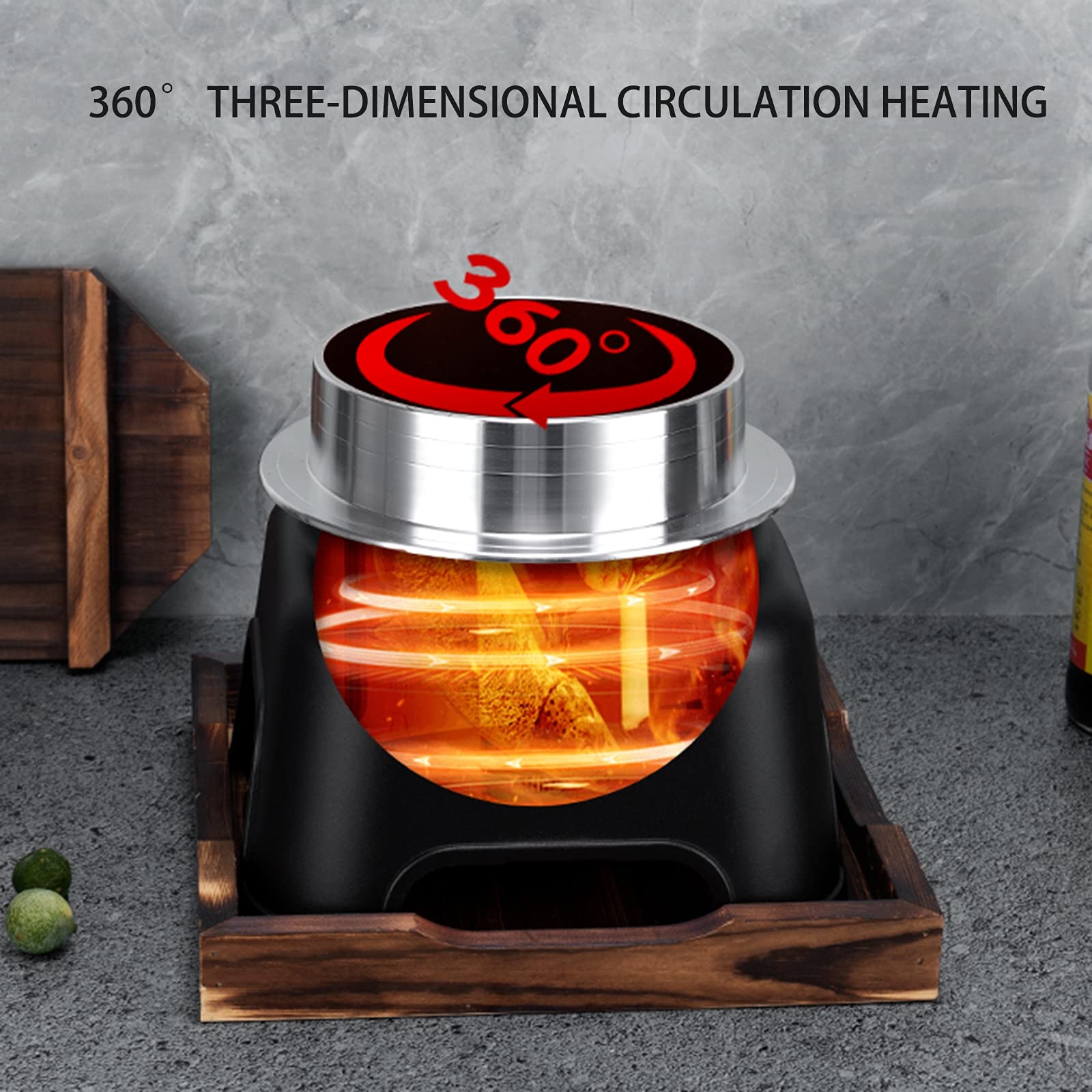 AIZYR Portable Alcohol Stove Shabu Hot Pot Set with Wooden Lid & Pot Holder - Compact Camping Cookware for Hiking, Picnic & Outdoor Adventures