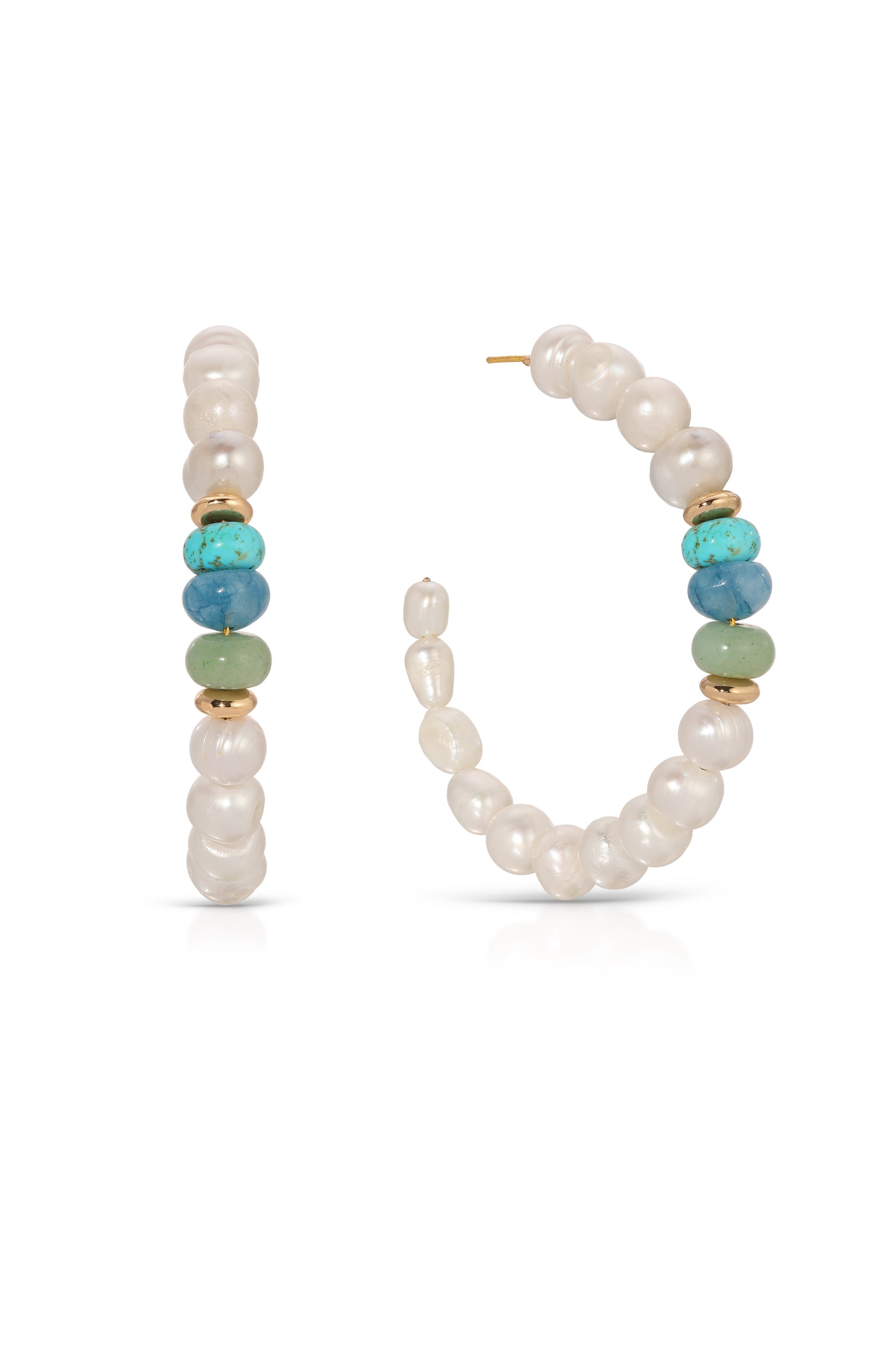 Stylish Pearl and Gemstone Hoop Earrings for Women - Perfect for Beach Vacations, Summer Outfits & Boho Fashion