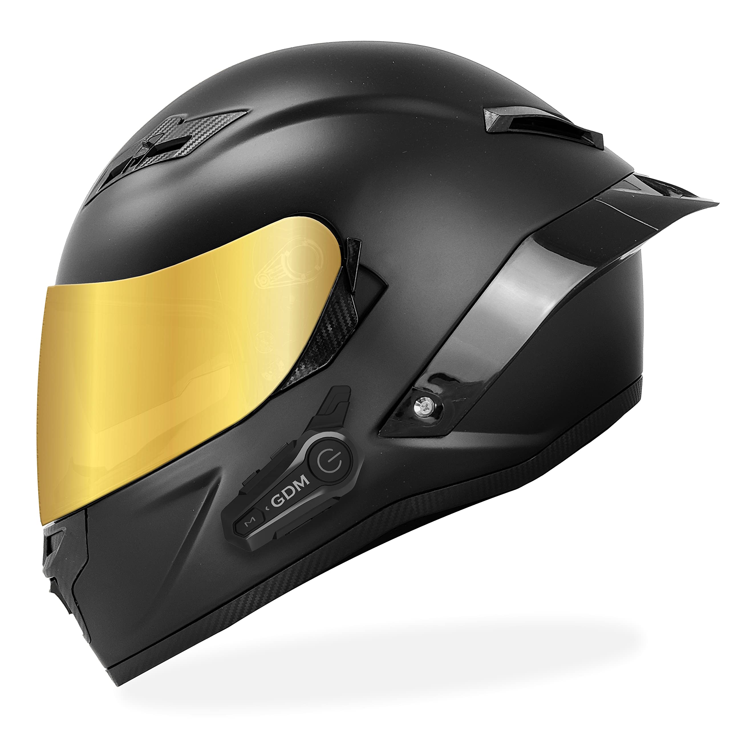 GDM Demon Bluetooth Motorcycle Helmet with Built-in Intercom - Full Face DOT Approved for Men & Women - Perfect for Street Biking, Commuting & Long Distance Rides