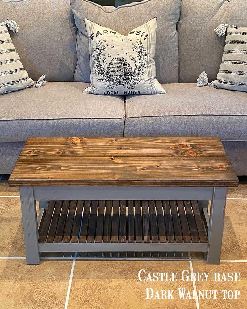 Headhouse Table No. 2: Solid Wood Farmhouse Coffee Table - Dark Walnut/Black Finish | Rustic Living Room Centerpiece for Cozy Home Decor