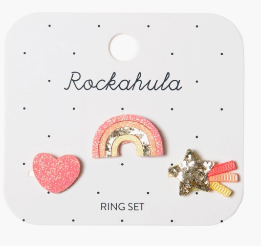RKH Miami Rainbow Ring Set - 5 Piece Colorful Stackable Rings for Women, Trendy Jewelry Gift for Her | Perfect for Parties, Festivals & Everyday Wear